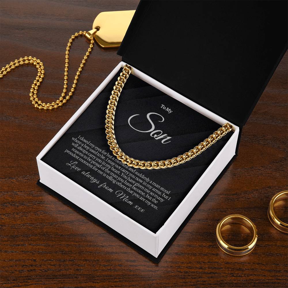 To my son personalized necklace | Gift for son | Men's Cuban Link Chain | Birthday Gift | Christmas Gift | Men's jewelry