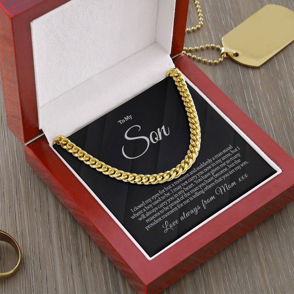 To my son personalized necklace | Gift for son | Men's Cuban Link Chain | Birthday Gift | Christmas Gift | Men's jewelry