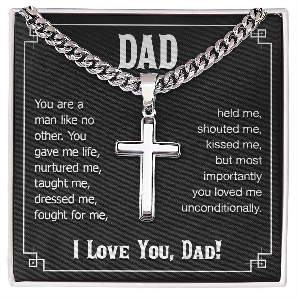 Dad personalized cross necklace | Gift for Dad | Men's Cuban Link Chain with Cross | Birthday Gift | Christmas Gift | Men's jewelry | Father's Day | Personalized Message for Dad