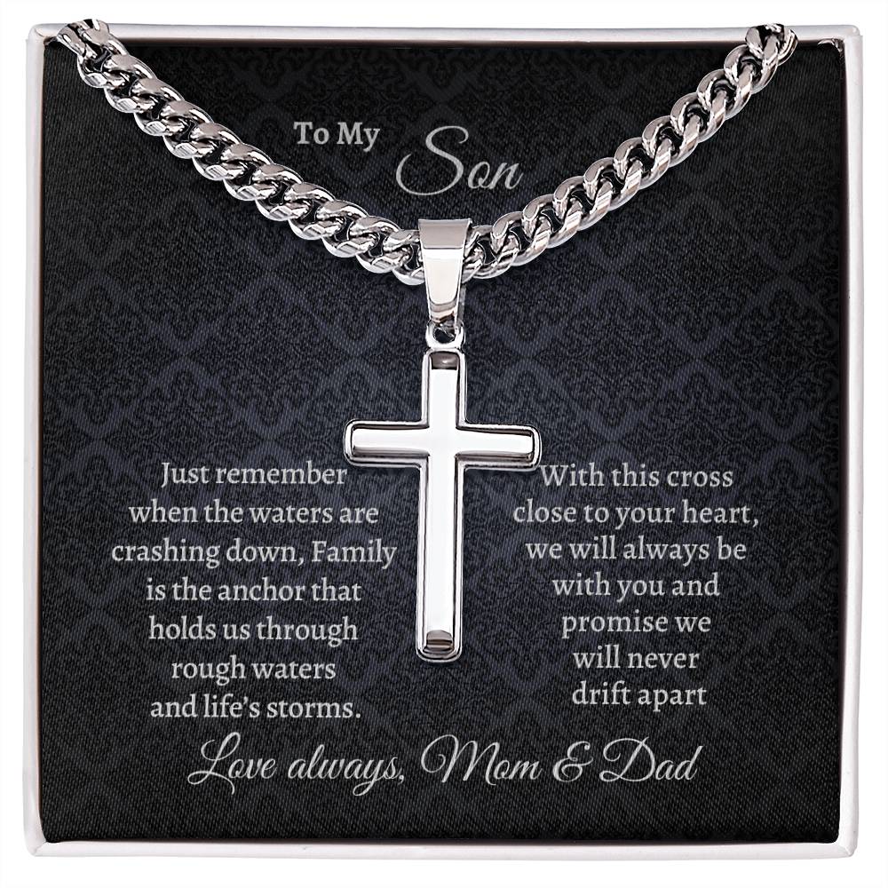To my Son From Mom & Dad personalized cross necklace | Gift for son | Men's necklace | Birthday Gift | Christmas Gift | Men's jewelry