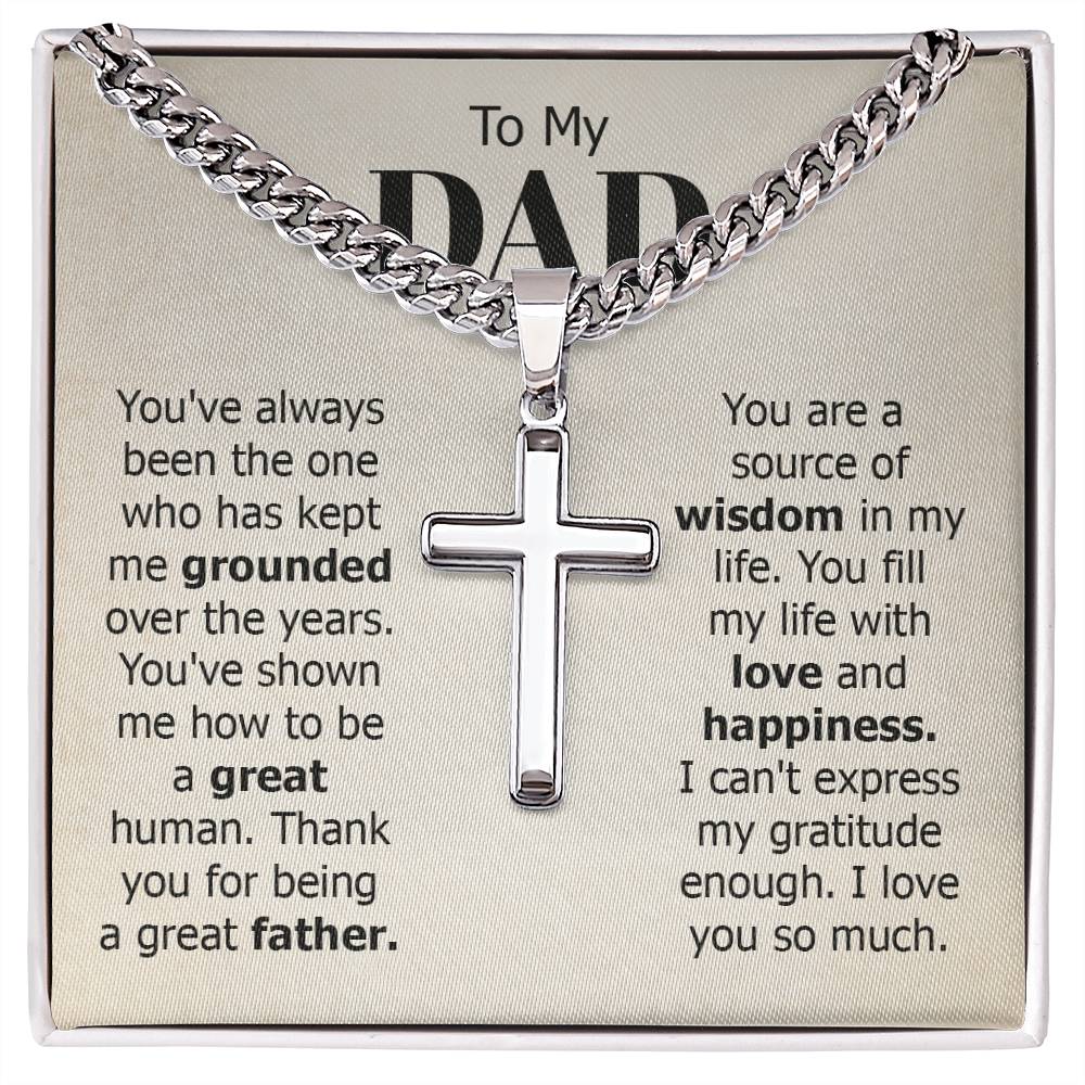To my Dad personalized cross necklace | Gift for Dad | Men's Cuban Link Chain with Cross | Birthday Gift | Christmas Gift | Men's jewelry | Father's Day