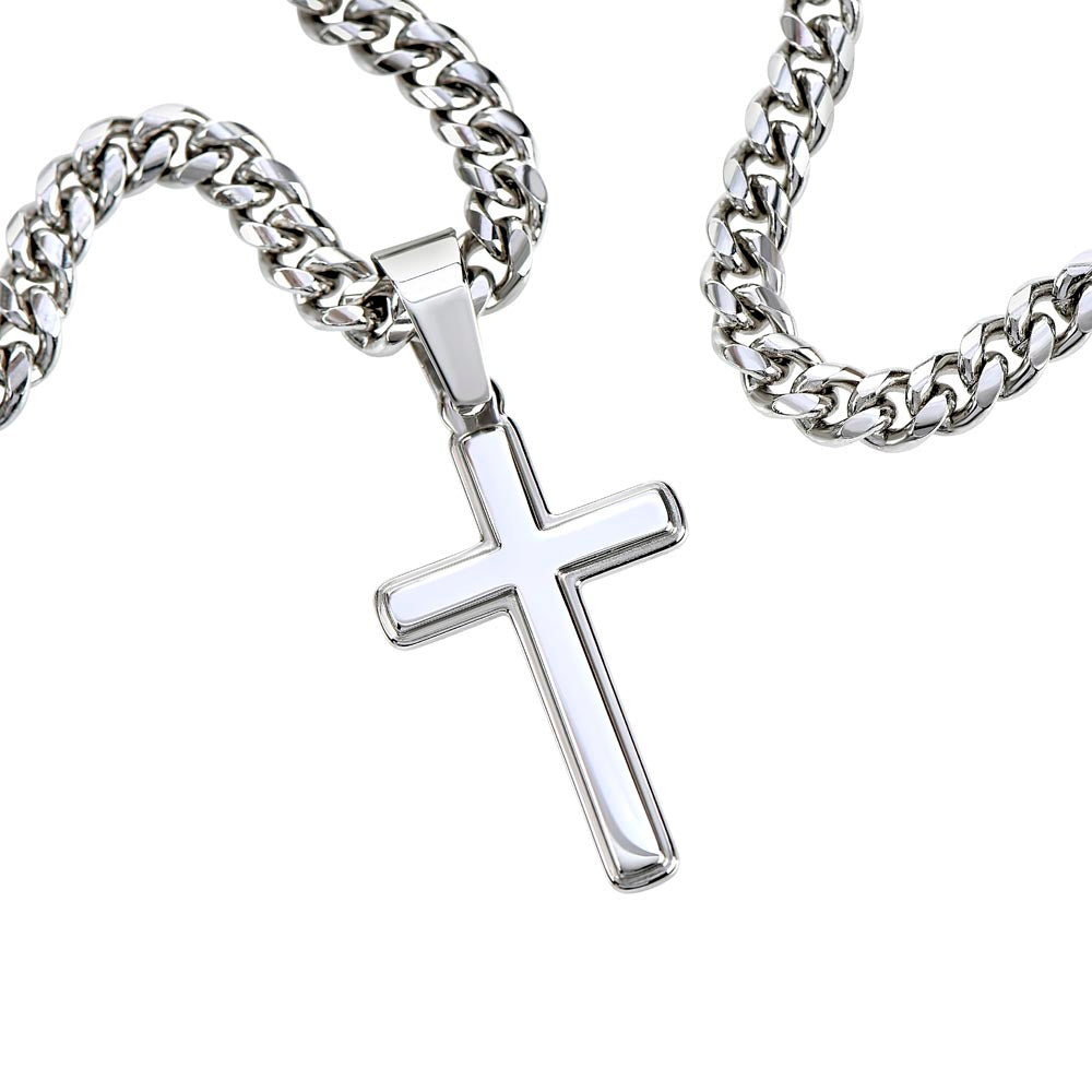 Dad personalized cross necklace | Gift for Dad | Men's Cuban Link Chain with Cross | Birthday Gift | Christmas Gift | Men's jewelry | Father's Day | Personalized Message for Dad