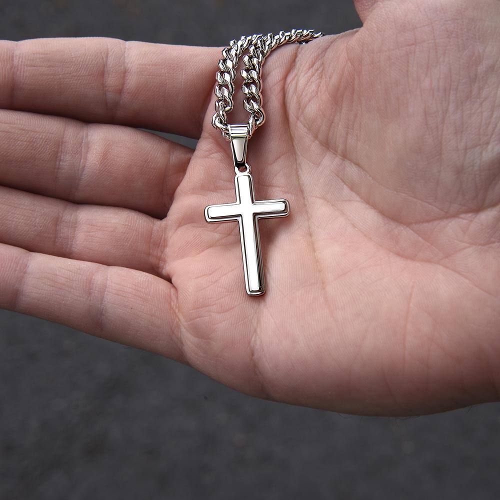 To my Dad personalized cross necklace | Gift for Dad | Men's Cuban Link Chain with Cross | Birthday Gift | Christmas Gift | Men's jewelry | Father's Day