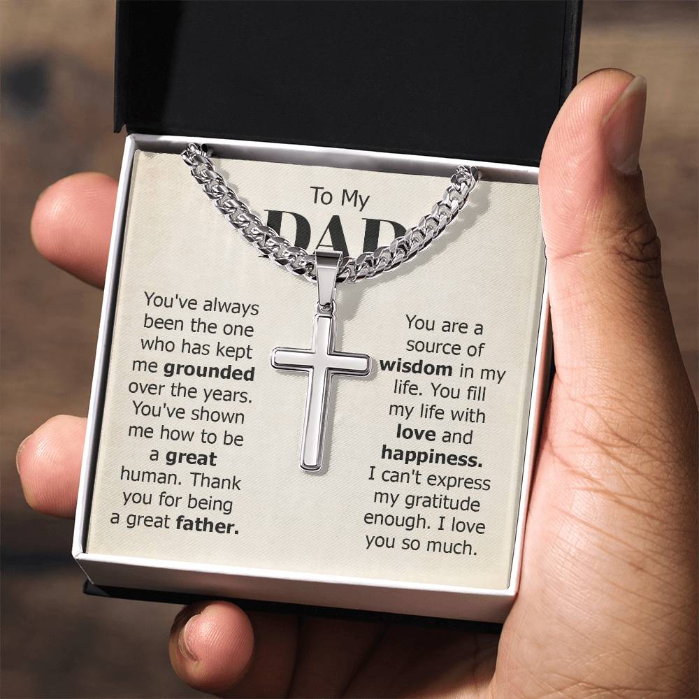 To my Dad personalized cross necklace | Gift for Dad | Men's Cuban Link Chain with Cross | Birthday Gift | Christmas Gift | Men's jewelry | Father's Day
