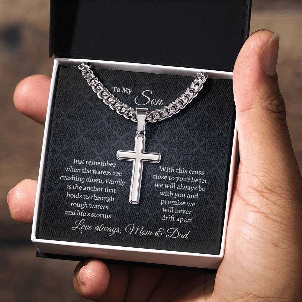 To my Son From Mom & Dad personalized cross necklace | Gift for son | Men's necklace | Birthday Gift | Christmas Gift | Men's jewelry