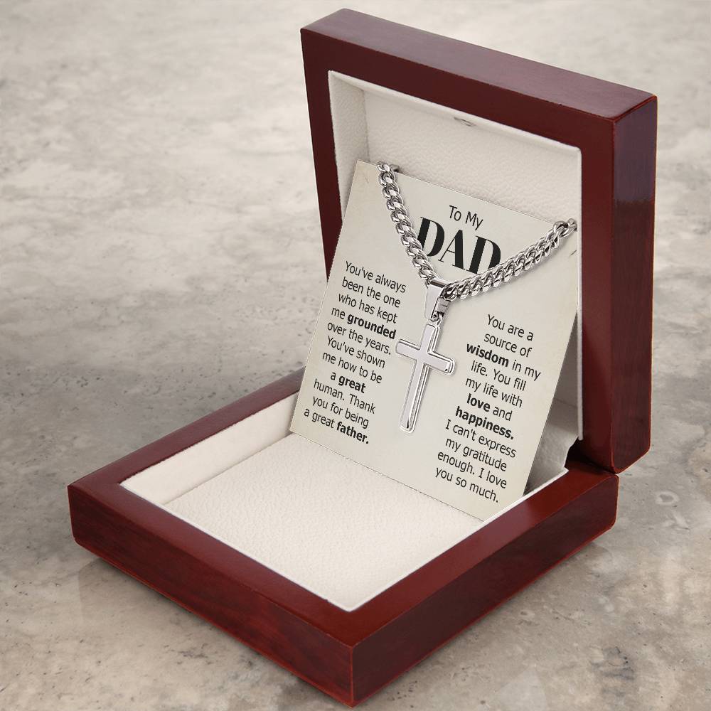 To my Dad personalized cross necklace | Gift for Dad | Men's Cuban Link Chain with Cross | Birthday Gift | Christmas Gift | Men's jewelry | Father's Day