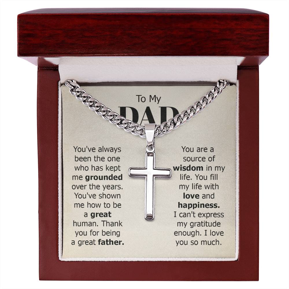 To my Dad personalized cross necklace | Gift for Dad | Men's Cuban Link Chain with Cross | Birthday Gift | Christmas Gift | Men's jewelry | Father's Day
