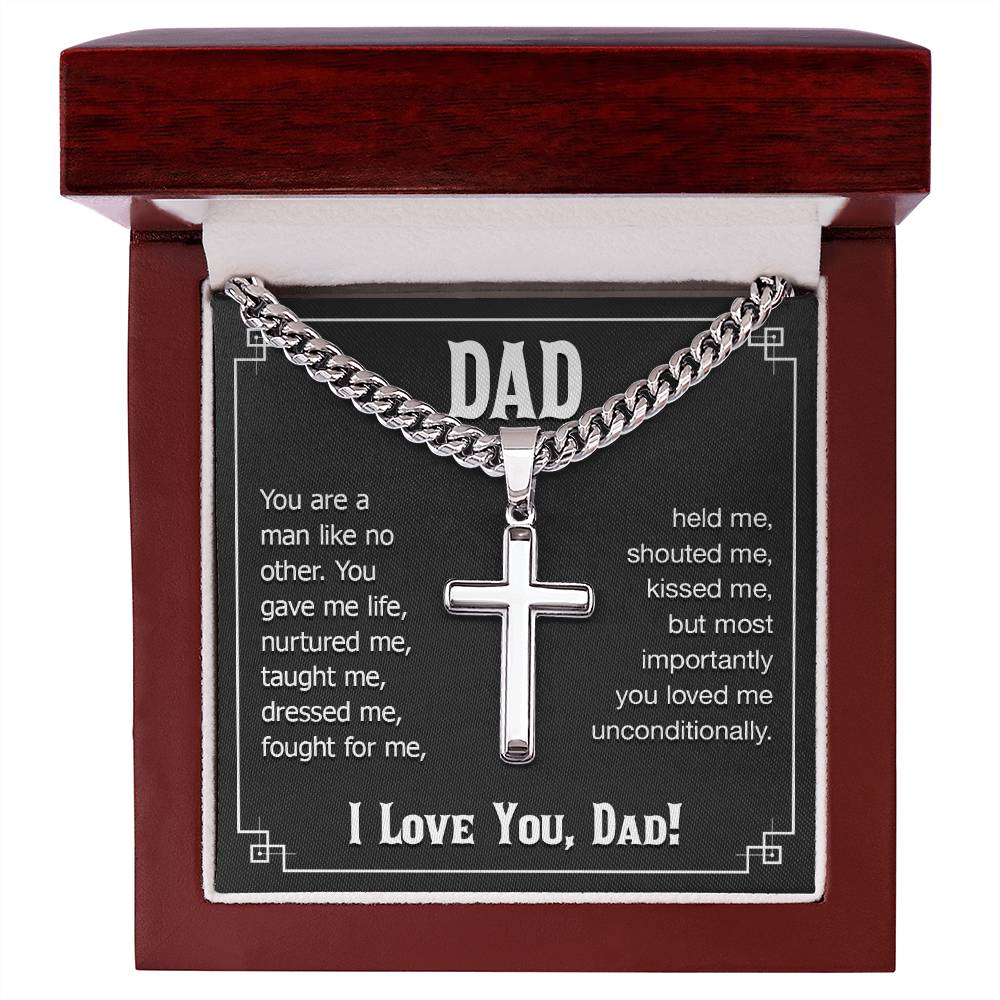 Dad personalized cross necklace | Gift for Dad | Men's Cuban Link Chain with Cross | Birthday Gift | Christmas Gift | Men's jewelry | Father's Day | Personalized Message for Dad