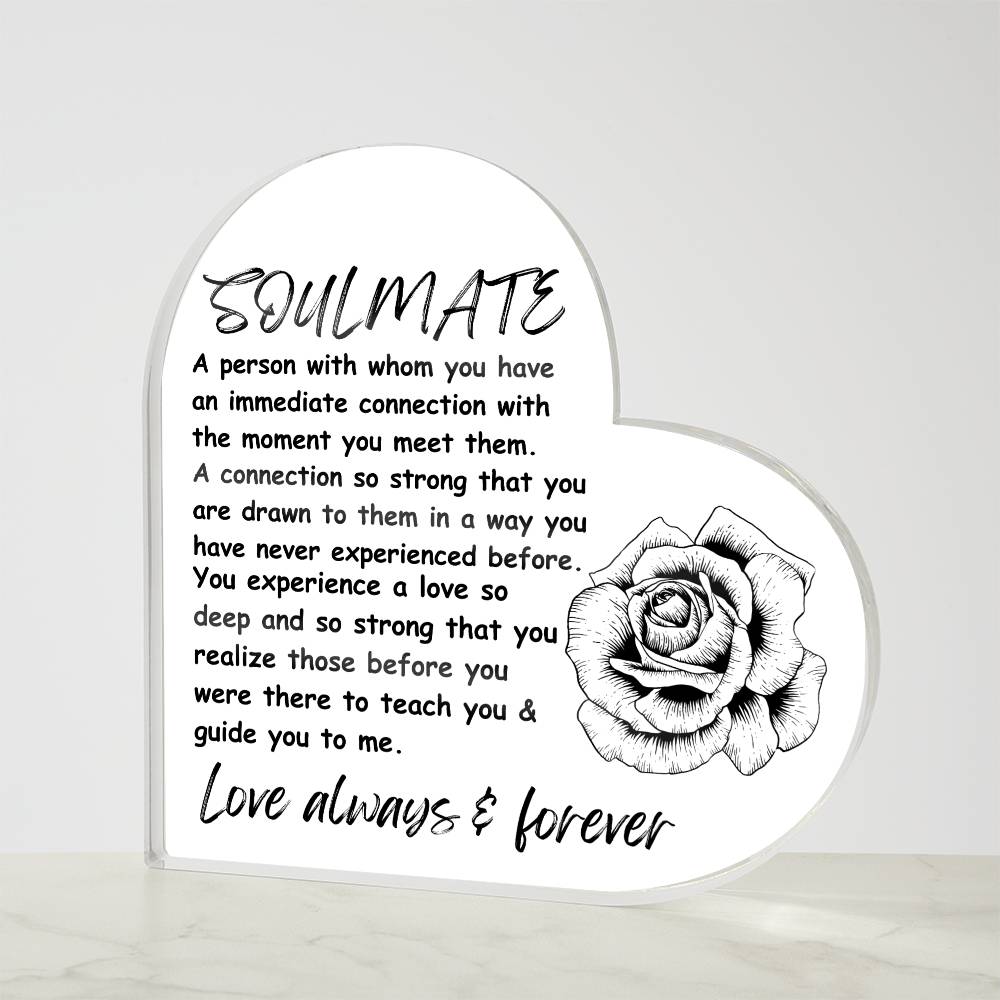 Soulmate Heart | Love | Gift | Anniversary gift | Acrylic | Light | Love message | Jewelry | Gift for wife | Gift for Girlfriend | Gift for Husband | Christmas Gift