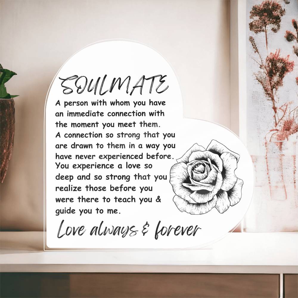 Soulmate Heart | Love | Gift | Anniversary gift | Acrylic | Light | Love message | Jewelry | Gift for wife | Gift for Girlfriend | Gift for Husband | Christmas Gift