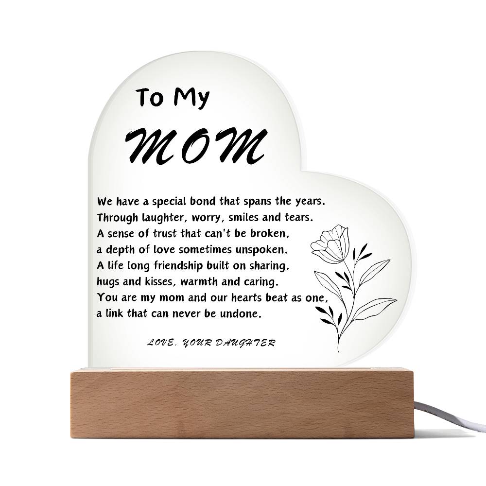 To My Mom Acrylic Heart | Personalized Message | Birthday Gift for Mom | Gift for Mother | Christmas Gift