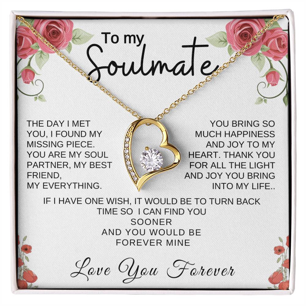 Soulmate Necklace | Love | Gift | Anniversary gift | Necklace | Gold | Love message | Jewelry | Gift for wife | Gift for Girlfriend | Christmas Gift